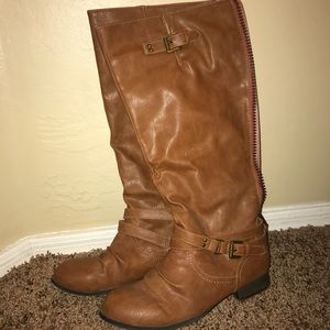 Brown Faux Leather Boots